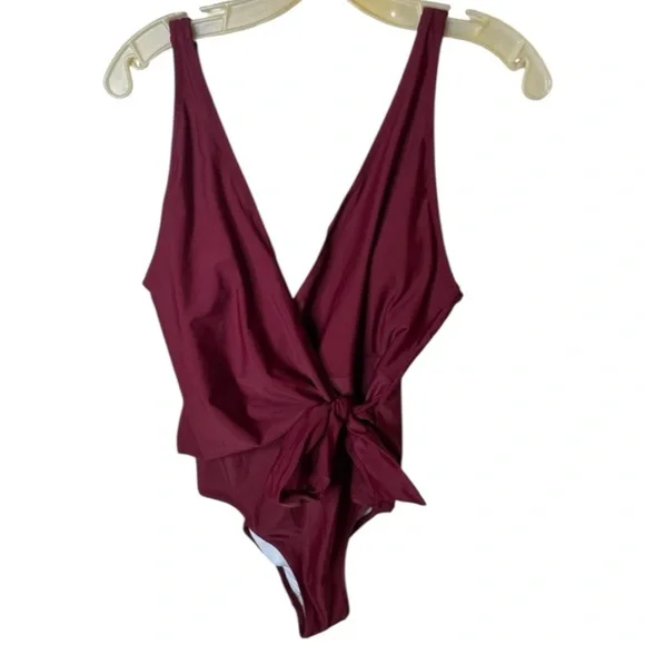 Maroon Cupshe Solid One-Piece Swimsuit Medium - Picture 6 of 7